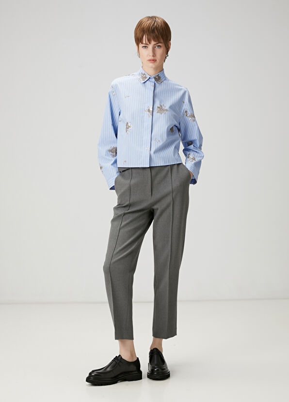 Beymen Club Mavi Çizgili İşlemeli Gömlek - 2