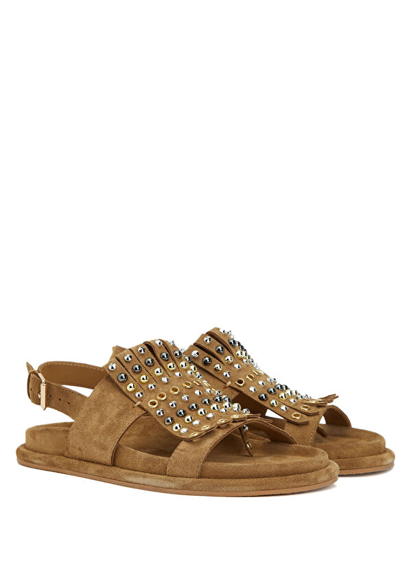 Beymen Club Mink Tassel Detailed Women's Suede Sandals - 2