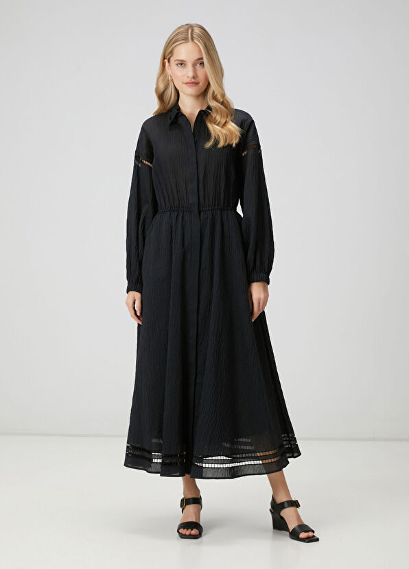 Beymen Club Siyah Nakışlı Gömlek Elbise - 3