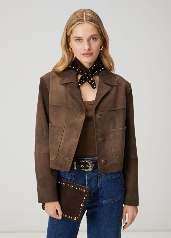 Beymen Club Brown Tumbled Short Leather Jacket - 1