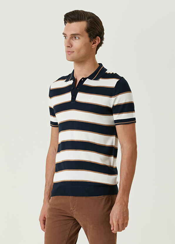 Beymen Club Lacivert Colorblocked Detaylı Kısa Kollu Triko - 4