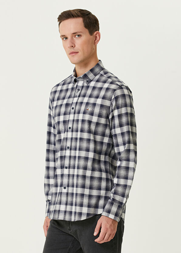 Beymen Club Comfort Fit Lacivert Ekose Gömlek - 4