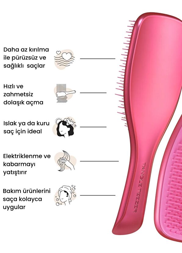 Tangle Teezer Ultimate Detangler Chrome After Party Pink Pembe Düz ve Kıvırcık Saçlar için Saç Fırçası Tarak - 3