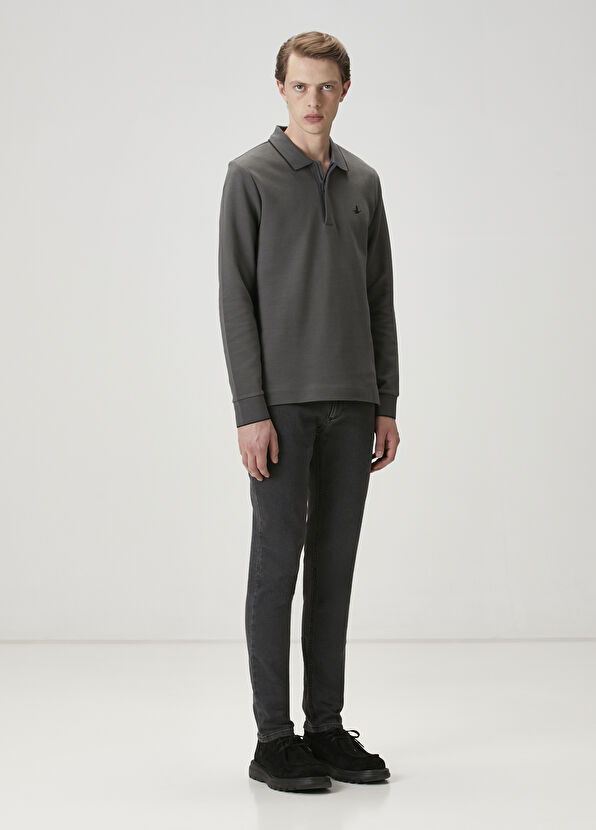 Beymen Club Comfort Fit Antrasit Polo Sweatshirt - 2