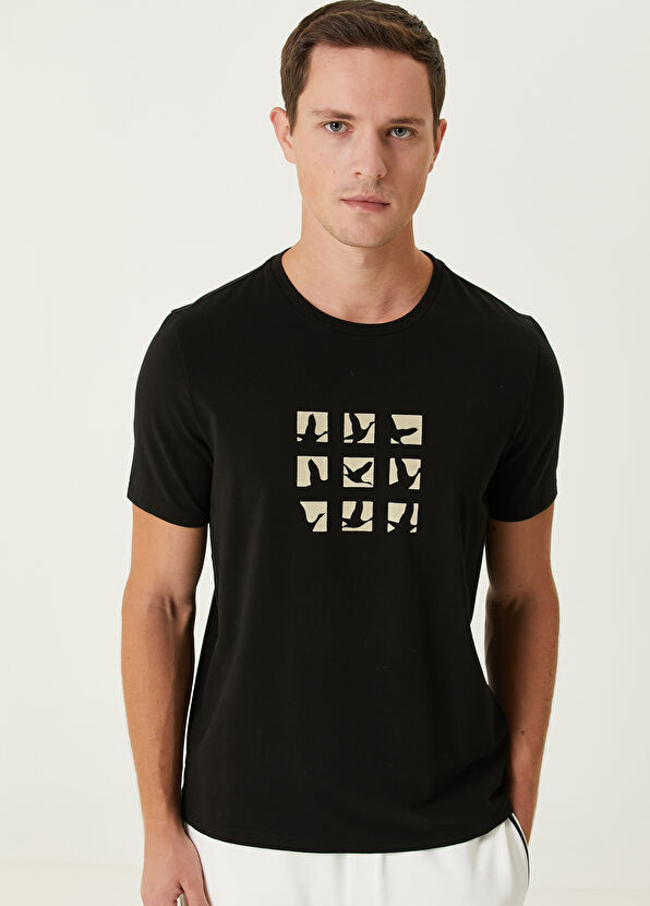 Black Printed T-Shirt Beymen Club Black Printed T-Shirt - 2