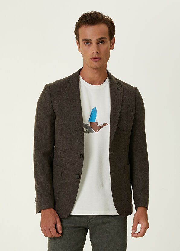 Beymen Club Koyu Kahverengi Kalın Flanel Yün Ceket - 1