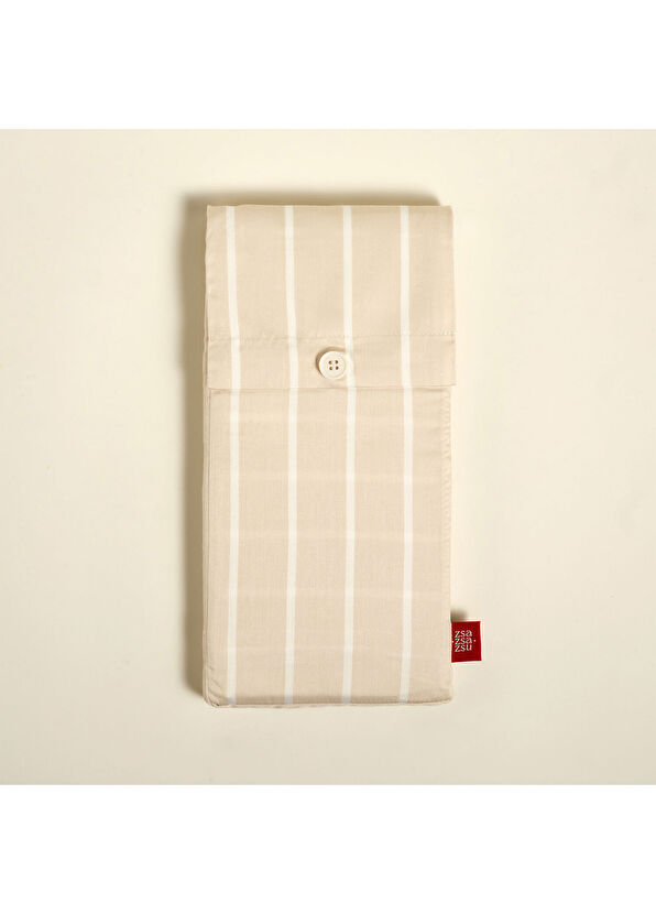 Zsa Zsa Zsu Solid Krem Geniş Çizgili Oxford Pamuk Saten 2'li Yastık Kılıfı 50x70 cm - 3