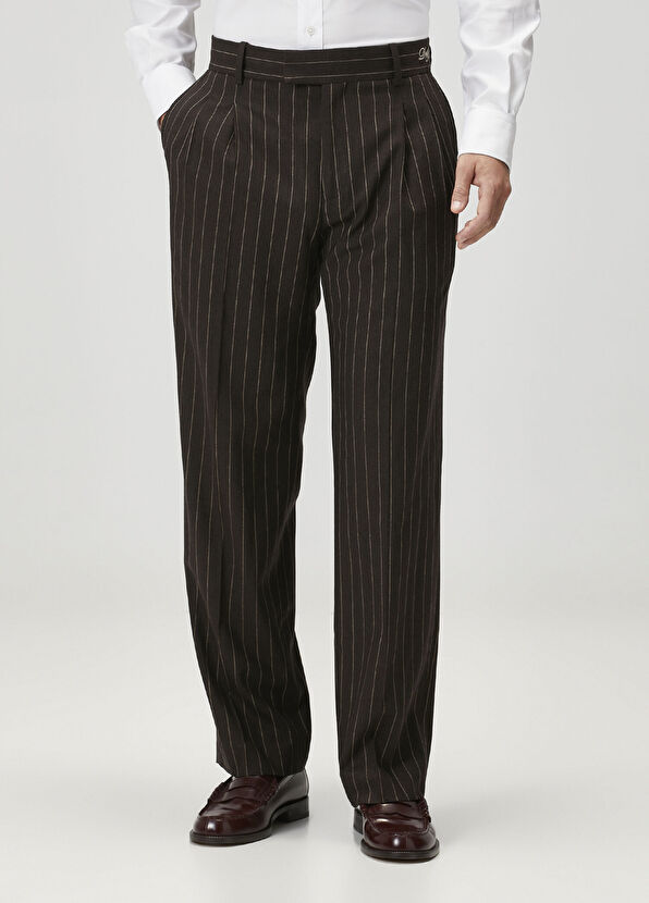 Drôle De Monsieur Koyu Kahverengi Çizgi Desenli Pantolon - 2