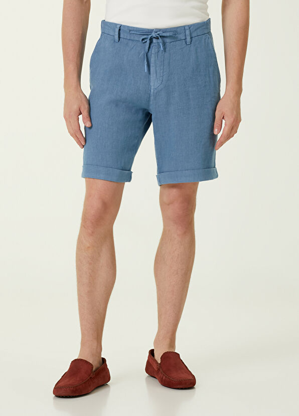 Beymen Club Regular Fit Mavi Keten Şort - 2