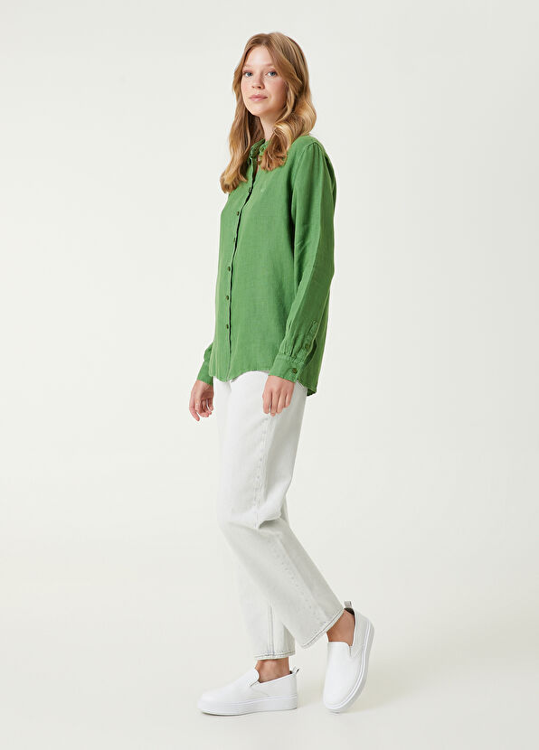 Beymen Club Yeşil Keten Gömlek - 2