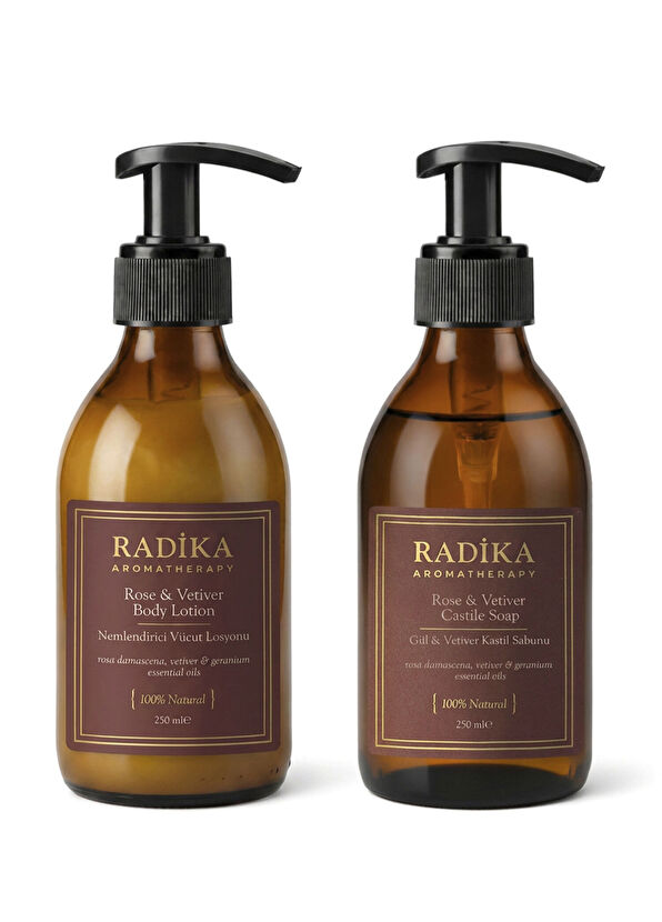 Radika Aromatherapy Rose & Vetiver Hand & Body Lotion & Castile Soap Skin Care Set - 1