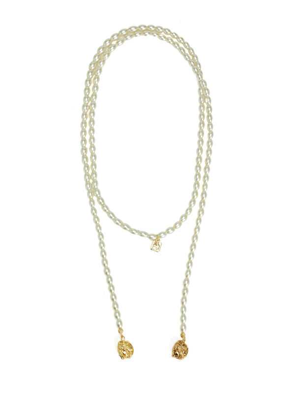 Beymen Club Gold Amorphous Tipped Pearl Women's Glass Necklace - 1