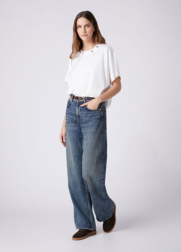 Beymen Club Off-White Eyelet Detailed T-Shirt - 3