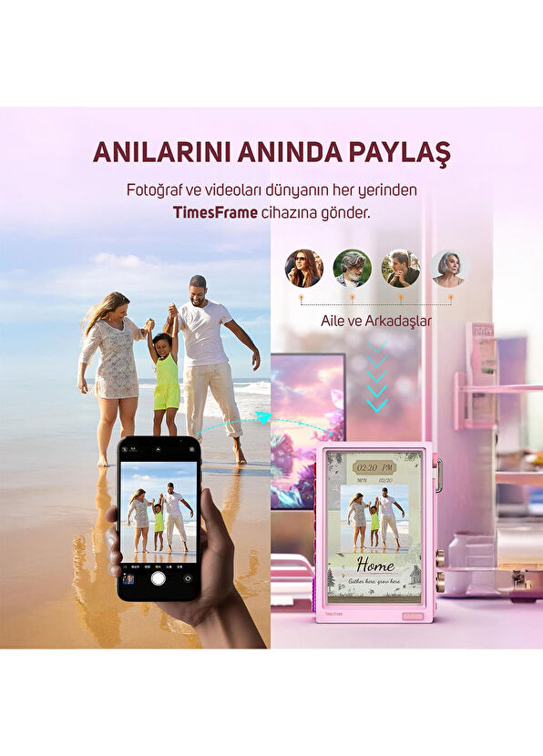 Divoom Times Frame 10.1" 64GB Pembe Akıllı Kişiselleştirilebilir Dijital Çerçeve - 3