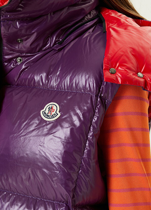 Moncler Luzule Mor Kapüşonlu Puff Yelek - 4