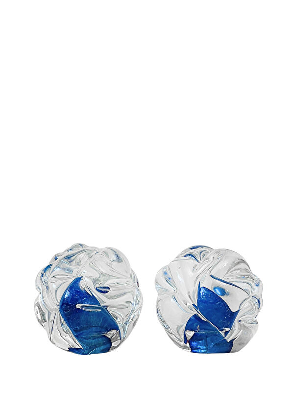 2in1 Design Studio Blue Glass 2-Piece Sphere Decorative Object - 1