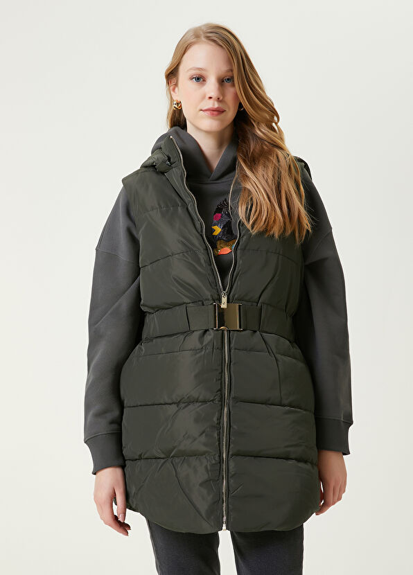 Beymen Club Haki Kapüşonlu Puff Yelek - 3