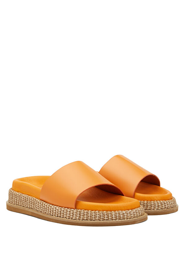 Beymen Club Turuncu Kadın Deri Terlik - 2