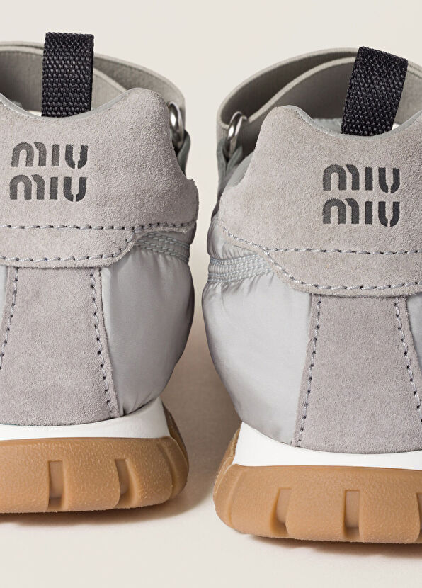 Tyre Gri Teknik Kumaş ve Süet Kadın Babet - Görsel 5