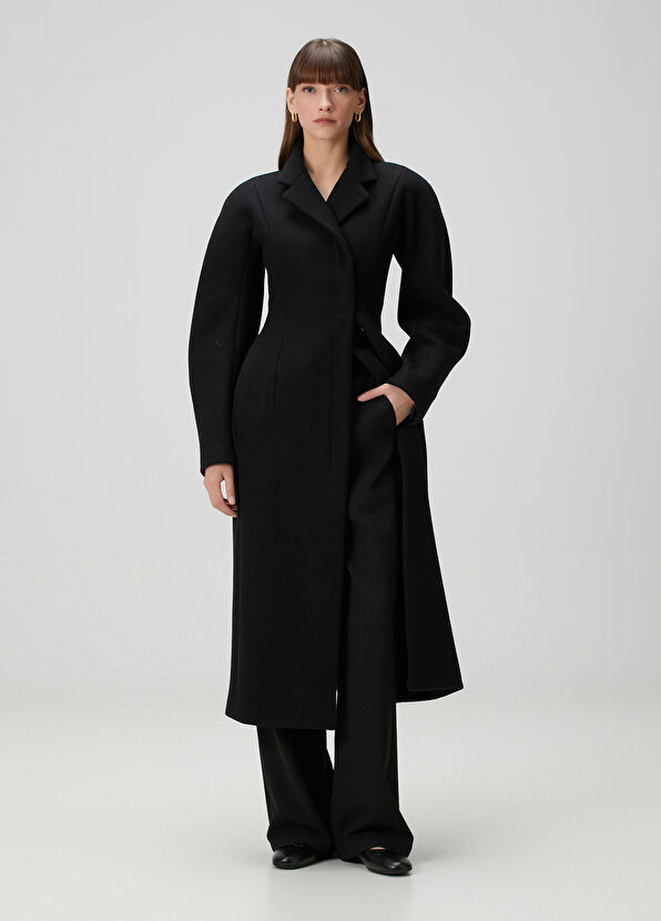 Siyah Yün Palto - Görsel 2