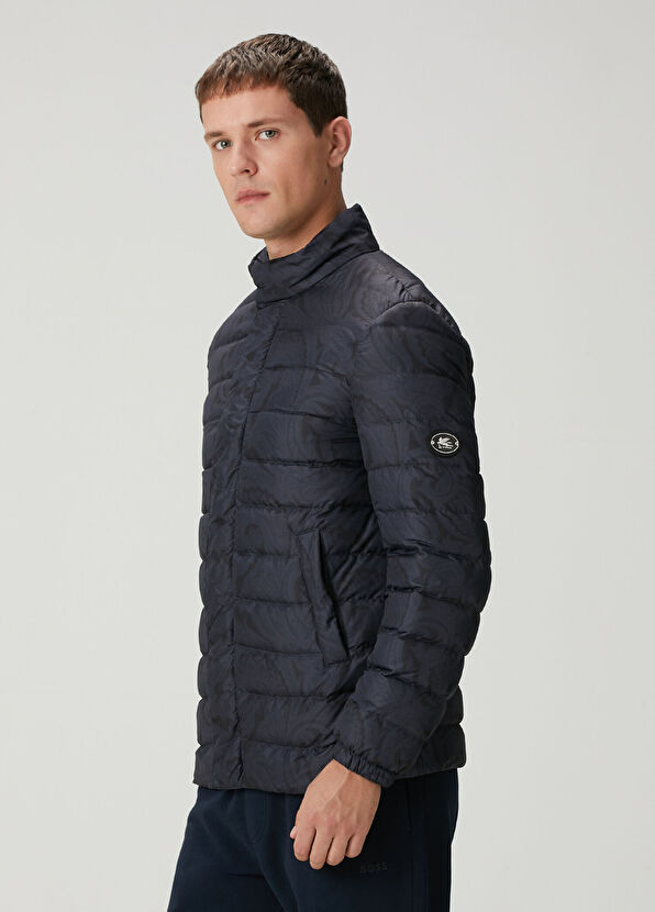 Lacivert Desenli Kapitoneli Mont - Görsel 5