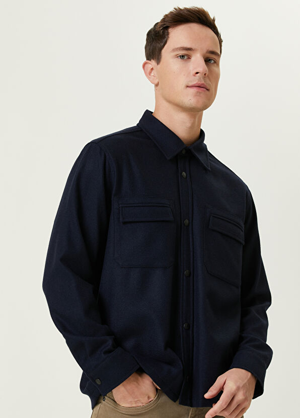 Beymen Club Lacivert Yün Flanel Dış Gömlek - 2