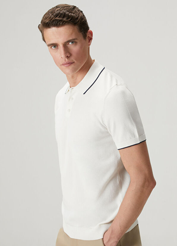 Beymen Club Beyaz Polo Yaka Kısa Kollu Triko - 2