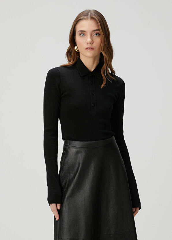 Balenciaga Siyah Yün Polo Triko - 1