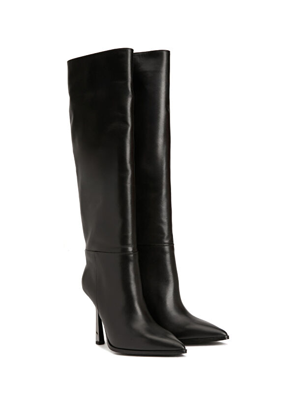 Network Siyah Kadın Deri Çizme - 2