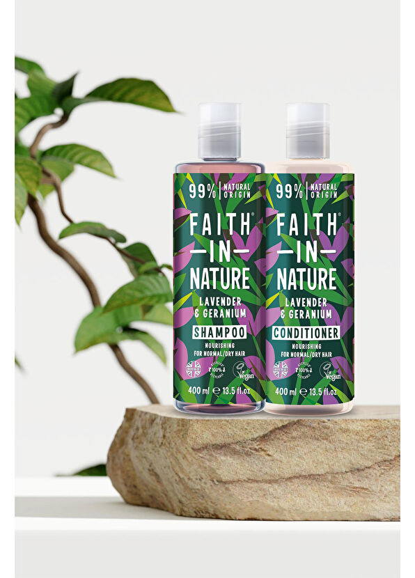 Faith In Nature Lavanta Sardunya %99 Doğal Rahatlatıcı Saç Kremi ve Şampuan 2x400 ml - 2