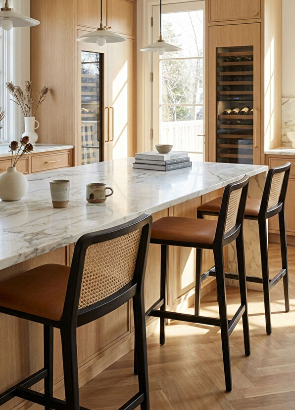 Solano Design Elia Hazeran Siyah Ahşap Bar Sandalyesi - 3