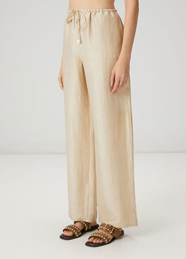 Beymen Club Bej Kemerli Parlak Keten Pantolon - 2
