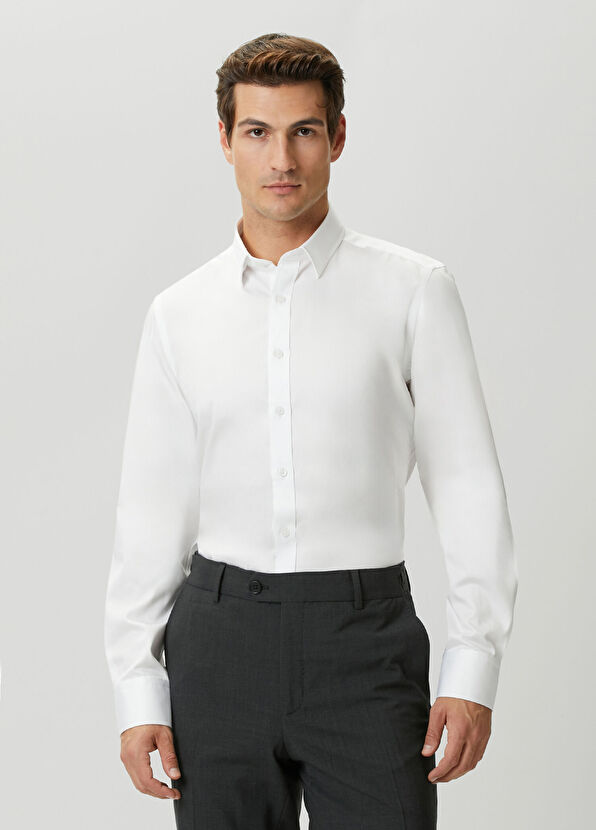 Beymen Club Slim Fit Beyaz Gizli Düğmeli Yaka Non-iron Gömlek - 2