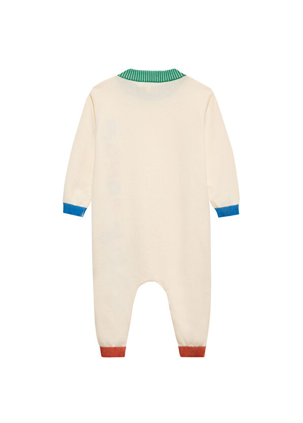 Lala's Babies First Patterned Ecru Long Sleeve Unisex Baby Jumpsuit - 2