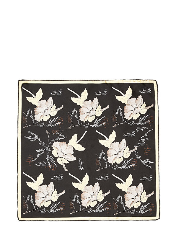 Beymen Club Siyah Desenli 50x50 İpek Eşarp - 2