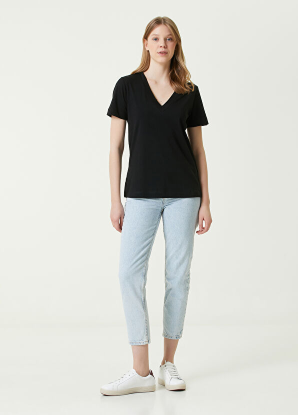 Beymen Club Siyah V Yaka Basic T-shirt - 2