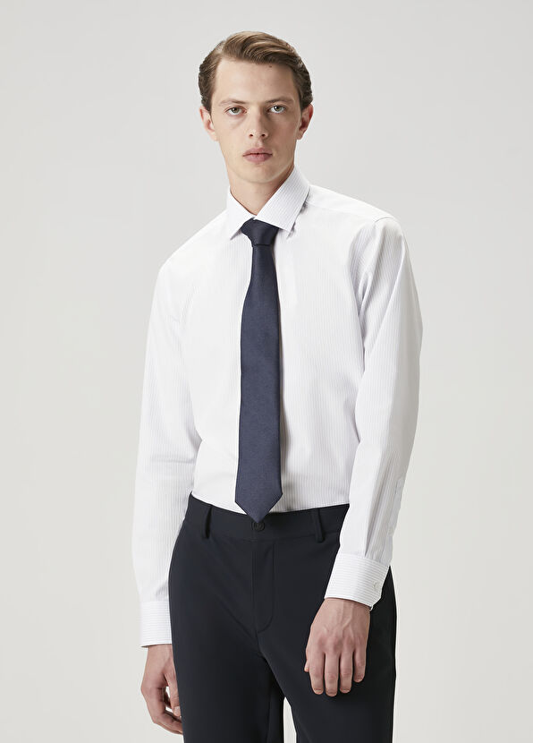 Beymen Club Comfort Fit Non Iron Mavi Beyaz Çizgili Gömlek - 4