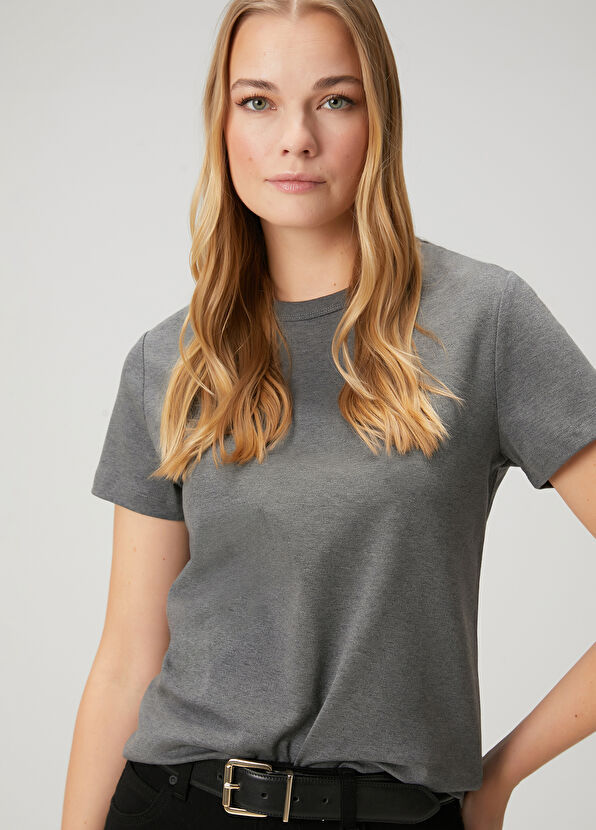 Beymen Club Gri Melanj Basic T-shirt - 2