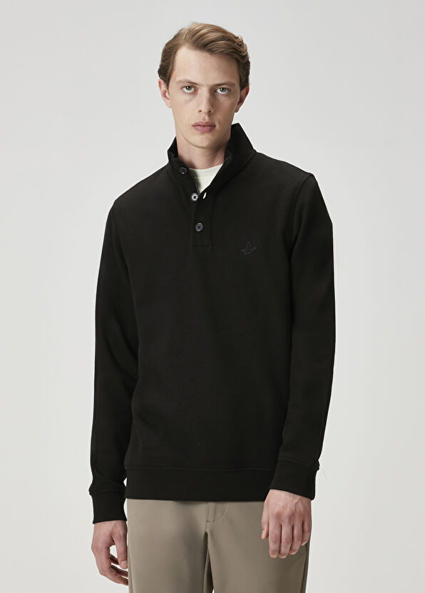 Beymen Club Black Collar Zipper Sweatshirt - 1