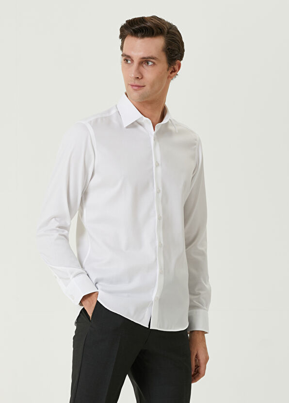Beymen Club Slim Fit Beyaz Twill Non-iron Gömlek - 4