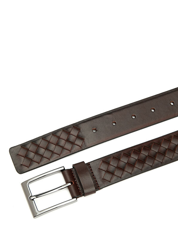 Beymen Club Kahverengi Kare Dokulu Erkek Deri Kemer - 2