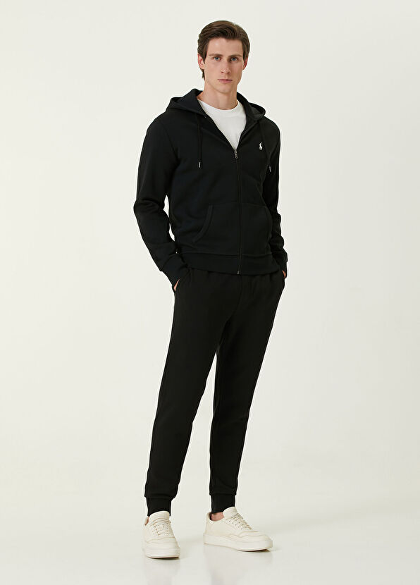 Siyah Kapüşonlu Logolu Sweatshirt - Görsel 4