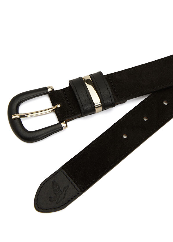 Beymen Club Black Tip Goose Print Women's Suede Belt - 2
