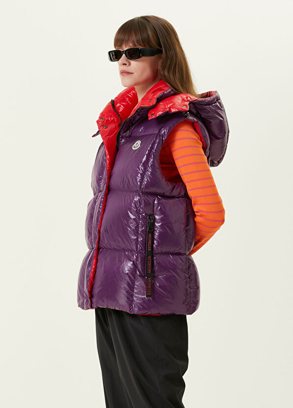 Moncler Luzule Mor Kapüşonlu Puff Yelek - 3