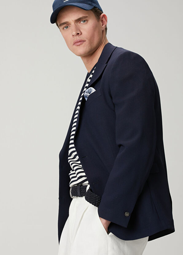 Beymen Club Lacivert İnce Yün Crepe Blazer Ceket - 4