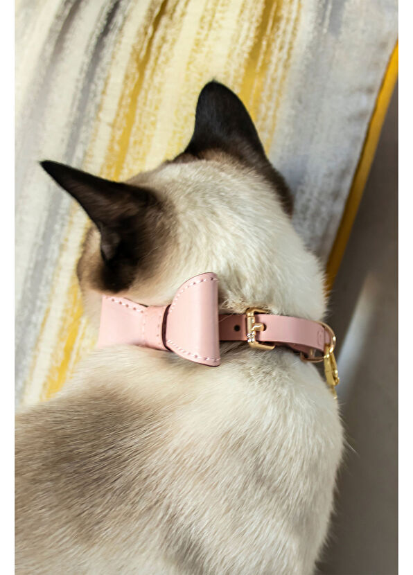 Zoe Pet Atelier Pink Leather Small Breed Dog and Cat Bow Tie - 2