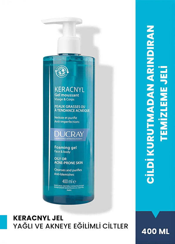 Ducray Keracnyl Gel Cleansing Gel for Oily and Acne-Prone Skin 400 ml - 2