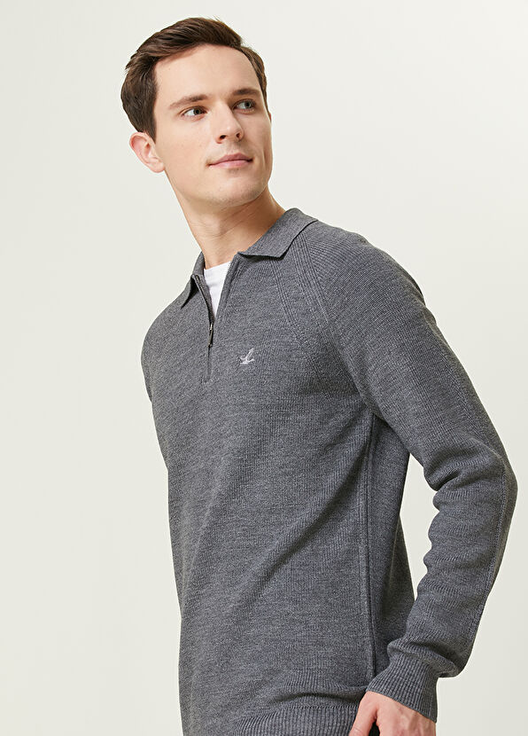 Beymen Club Antrasit Melanj Polo Yaka Yün Triko - 2