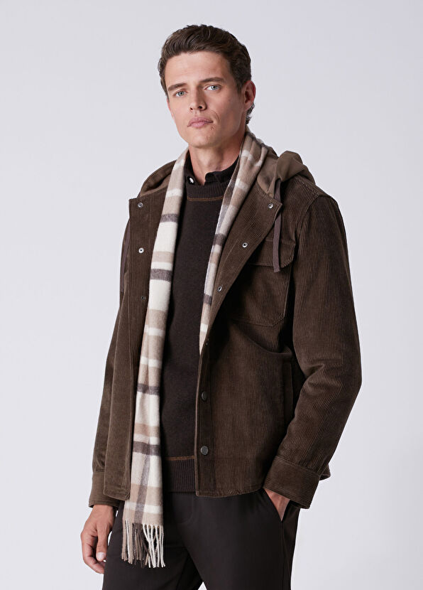 Beymen Club Beige Plaid Men's Wool Scarf - 2