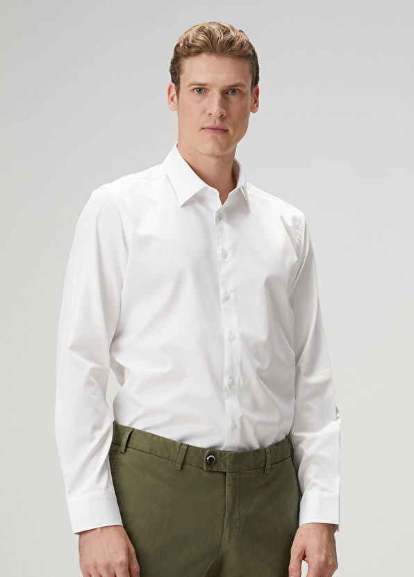 Custom Fit Beyaz Gömlek - Görsel 4